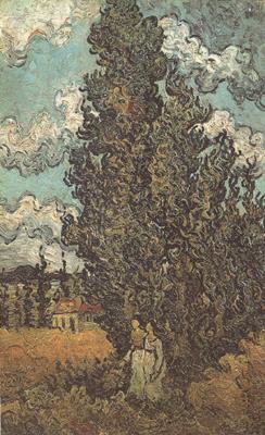 Vincent Van Gogh Cypresses and Two Women (nn04) China oil painting art